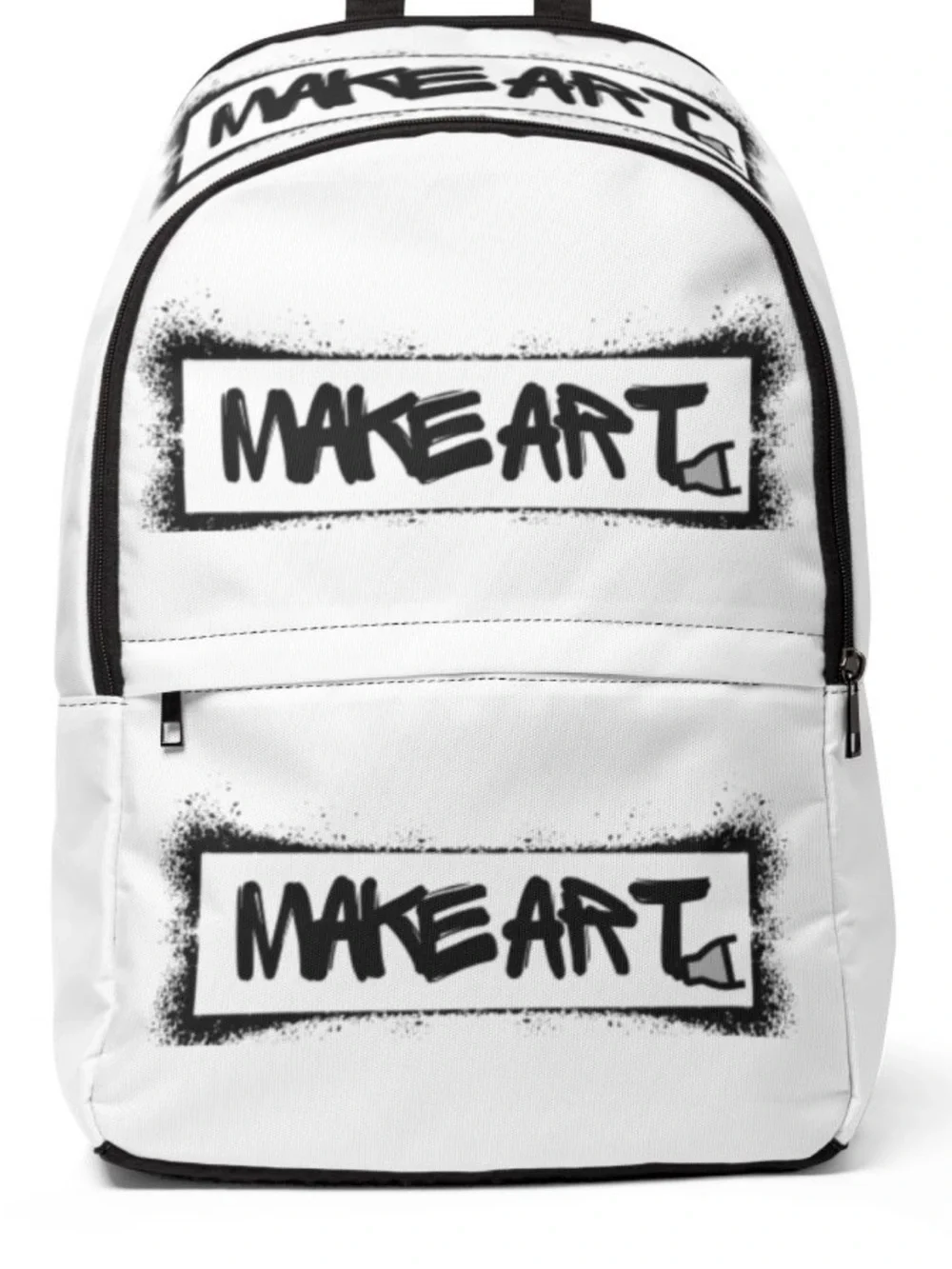 MAKE ART White Backpack with Black Logo - Men's Casual Backpack